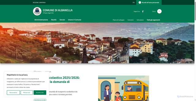 Security scan screenshot of https://comune.albanella.sa.it/