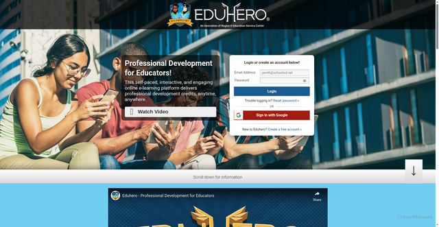 Security scan screenshot of https://www.eduhero.net