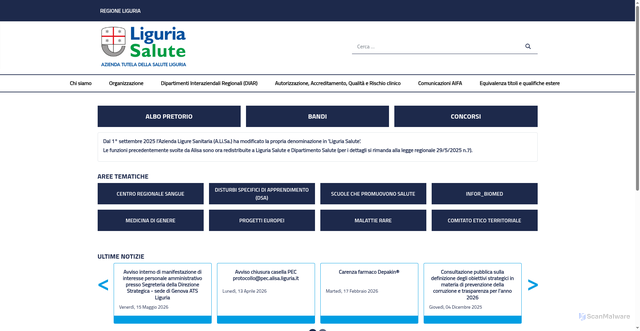 Security scan screenshot of https://www.alisa.liguria.it