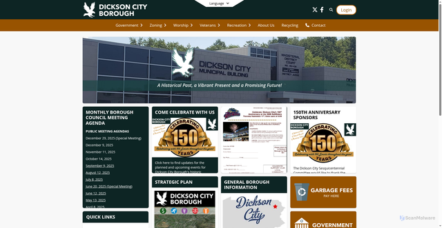 Security scan screenshot of https://www.dicksoncity-pa.gov/en-US