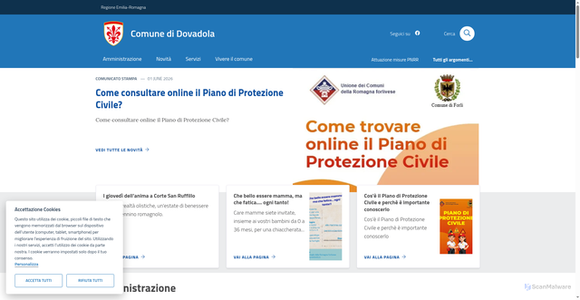 Security scan screenshot of https://www.comune.dovadola.fc.it