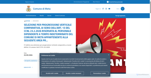 Security scan screenshot of https://www.comune.meta.na.it