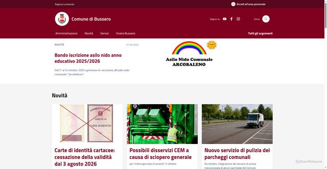 Security scan screenshot of https://comune.bussero.mi.it/