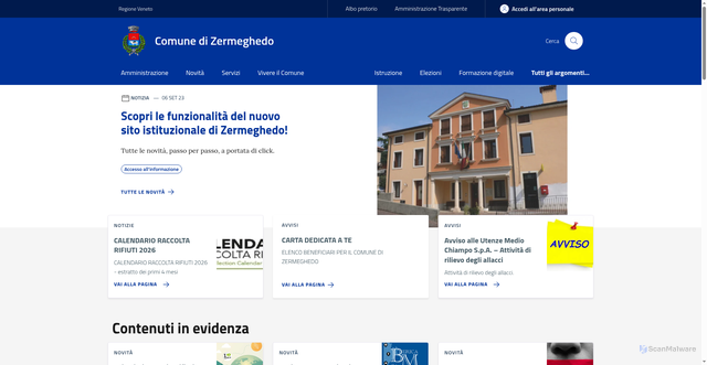 Security scan screenshot of https://www.comune.zermeghedo.vi.it/