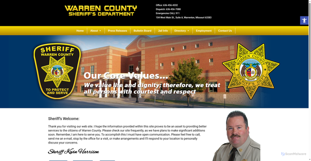 Security scan screenshot of https://warrencomosheriff.gov/