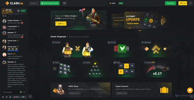 Security scan screenshot of https://clash.gg/