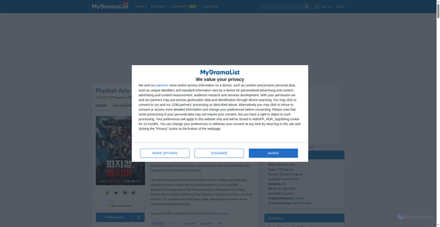 Security scan screenshot of https://mydramalist.com/780346-physical-100-season-3