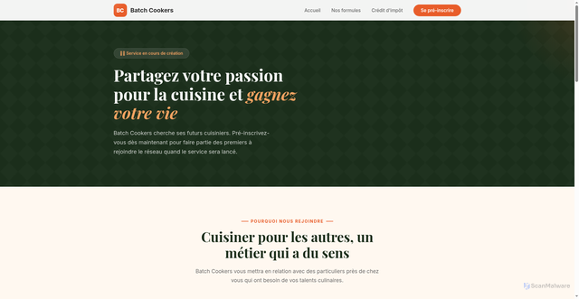 Security scan screenshot of https://batch-cookers.com/devenir-cuisinier.html