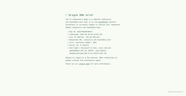Security scan screenshot of https://analytics-cdn.teachable.com