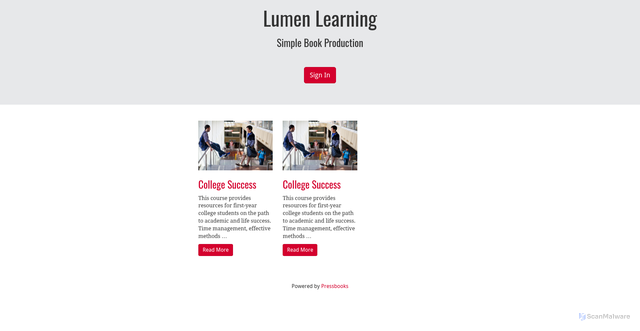 Security scan screenshot of https://courses.lumenlearning.com