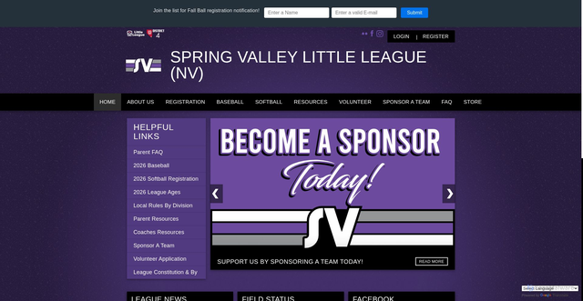 Security scan screenshot of https://www.springvalleylittleleague.com/