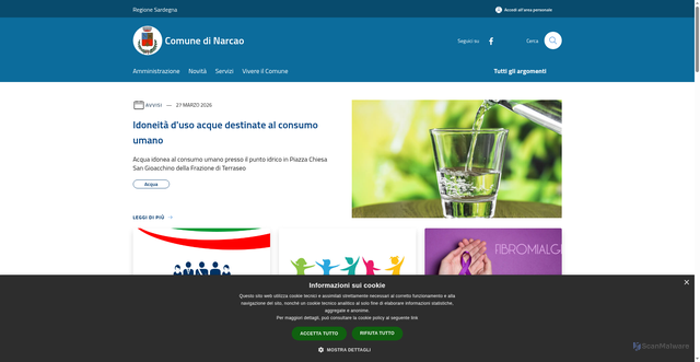 Security scan screenshot of https://www.comune.narcao.ci.it/it
