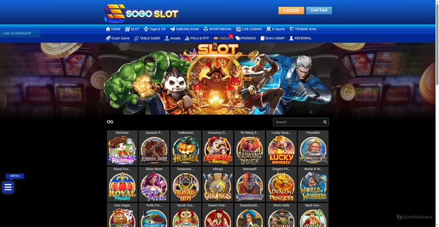 Security scan screenshot of https://sogoxyz.store/desktop/game/slot/og