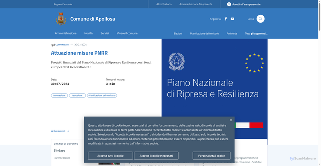 Security scan screenshot of https://www.comune.apollosa.bn.it