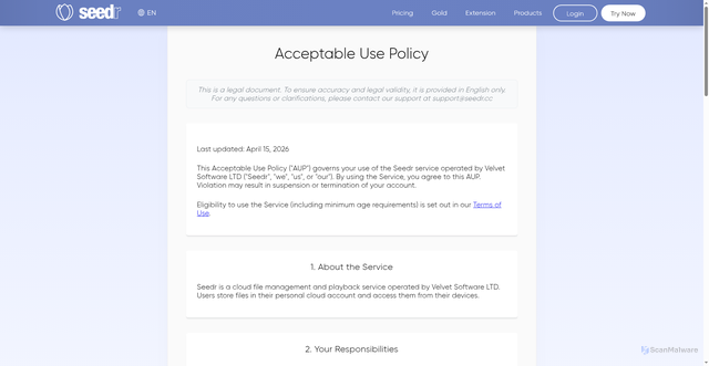 Security scan screenshot of https://seedr.cc