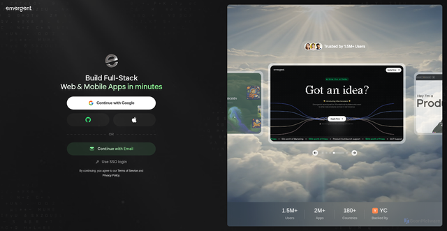 Security scan screenshot of https://emergentagent.com