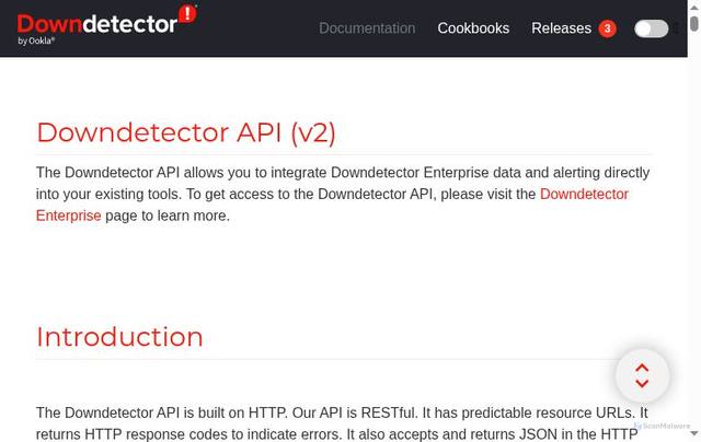 Security scan screenshot of https://downdetectorapi.com/