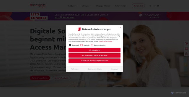 Security scan screenshot of https://www.univention.de
