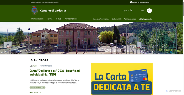 Security scan screenshot of https://www.comune.varisella.to.it/it-it/home