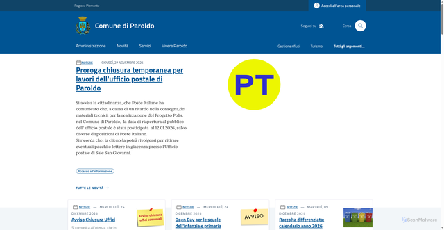 Security scan screenshot of https://www.comune.paroldo.cn.it/