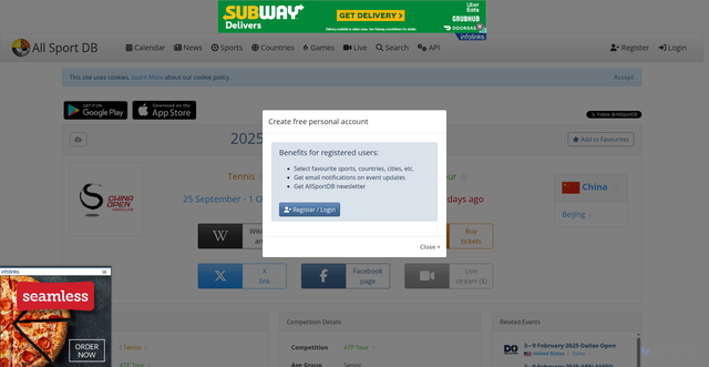 Security scan screenshot of https://allsportdb.com/Events/2025-ATP-Tour-China-Open-17818