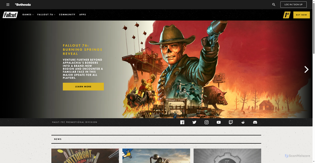 Security scan screenshot of https://fallout.bethesda.net/