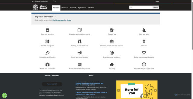 Security scan screenshot of https://www.wigan.gov.uk/