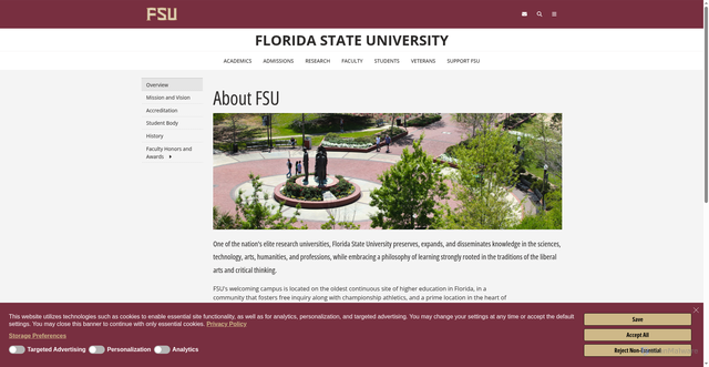 Security scan screenshot of https://www.fsu.edu/about/