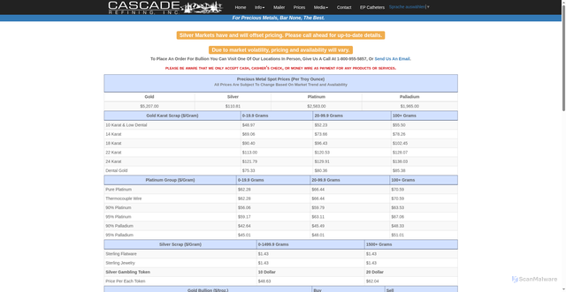 Security scan screenshot of https://www.cascaderefining.com/prices