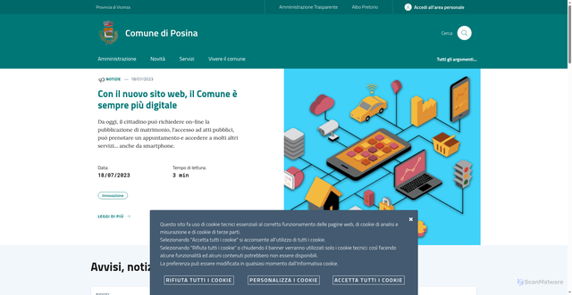 Security scan screenshot of https://www.comune.posina.vi.it/