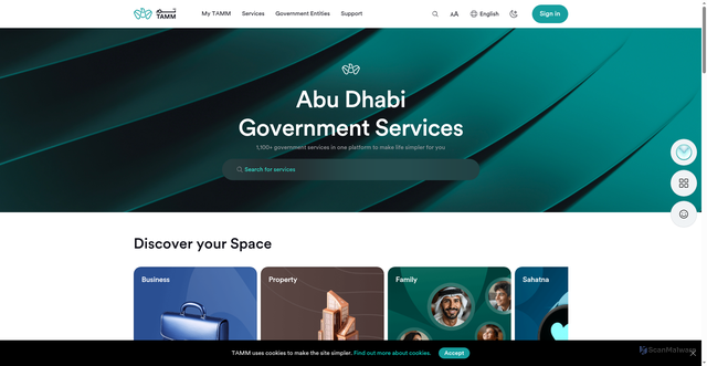 Security scan screenshot of https://tamm.abudhabi