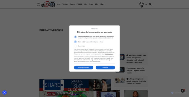 Security scan screenshot of https://abc17news.com