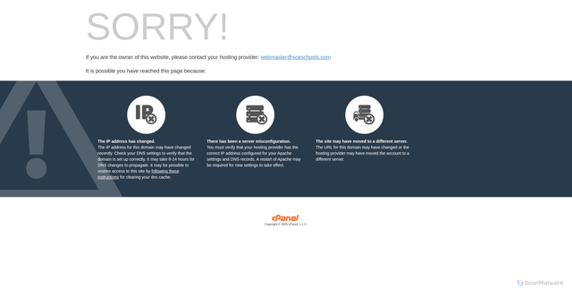 Security scan screenshot of http://www.sceschools.com/
