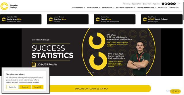 Security scan screenshot of https://croydon.ac.uk/