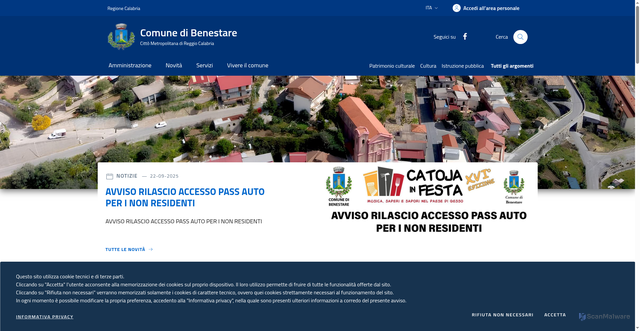 Security scan screenshot of https://www.comune.benestare.rc.it/