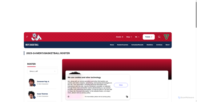 Security scan screenshot of https://gobulldogs.com/sports/mens-basketball/roster/jeff-sims-jr/14257