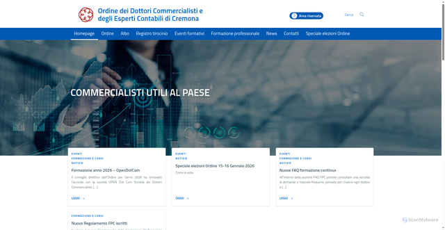 Security scan screenshot of https://www.odcec.cr.it/