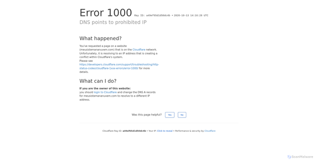 Security scan screenshot of https://meusistemananuvem.com