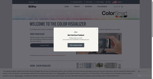 Security scan screenshot of https://www.behr.com/consumer/colors/paint/visualizer