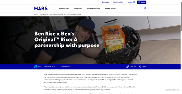 Security scan screenshot of https://www.mars.com/news-and-stories/articles/ben-rice-bens-original-rice-partnership-with-purpose