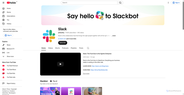 Security scan screenshot of https://consent.youtube.com/m?continue=https%3A%2F%2Fwww.youtube.com%2Fslackhq%3Fcbrd%3D1&gl=DE&m=0&pc=yt&cm=2&hl=de&src=1