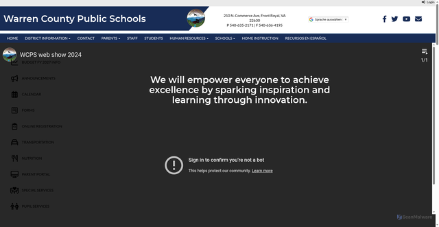 Security scan screenshot of https://www.wcpsva.org/