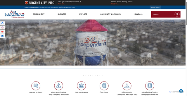 Security scan screenshot of https://independenceia.gov/