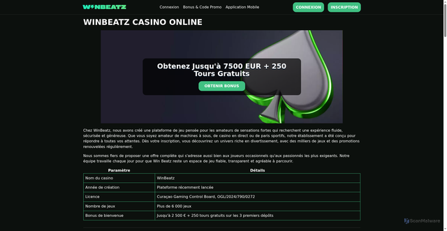 Security scan screenshot of https://wiinbeatz.fr/