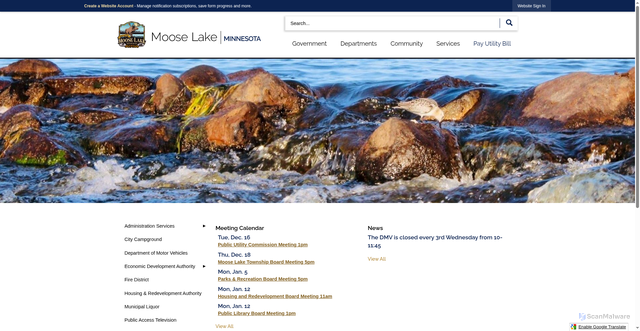 Security scan screenshot of https://cityofmooselake.gov/