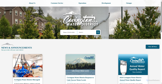 Security scan screenshot of https://www.covingtonwater.com