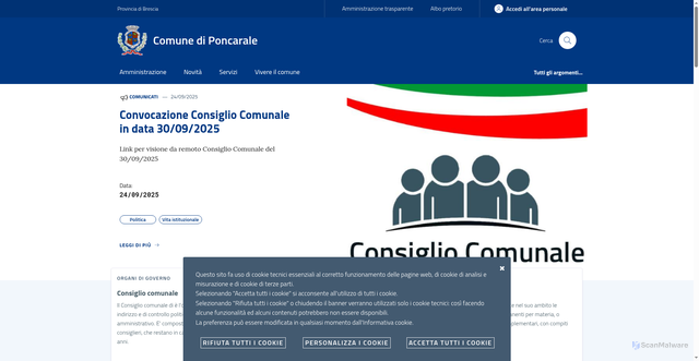 Security scan screenshot of https://www.comune.poncarale.brescia.it/