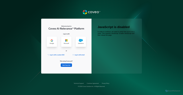 Security scan screenshot of https://thomsonreuterscorporationproductionqtwil74p.org.coveo.com