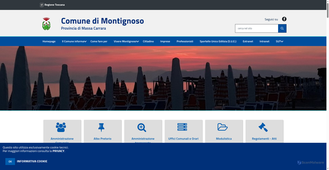 Security scan screenshot of https://www.comune.montignoso.ms.it