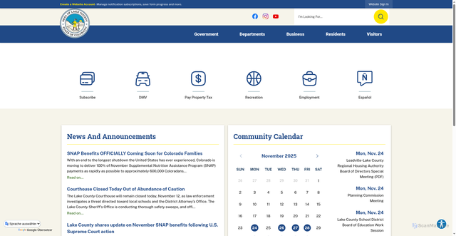 Security scan screenshot of https://lakecountyco.gov/